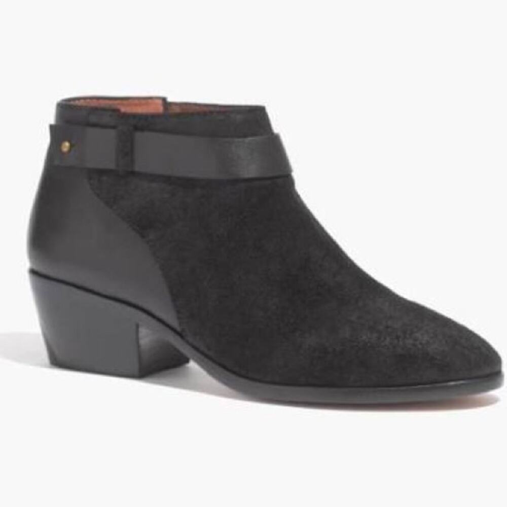 Madewell Black Suede Leather Charley Collar Ankle Booties Size 7.5